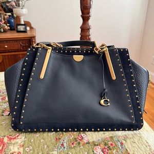 Coach Dreamer 21 Inch Navy Leather Handbag